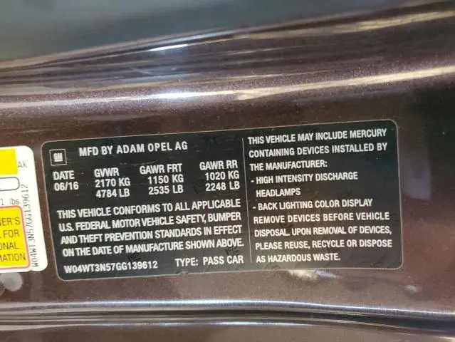 2016 BUICK CASCADA PREMIUM  