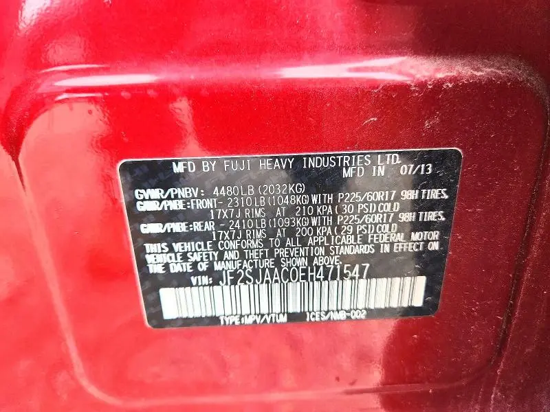 2014 SUBARU FORESTER 2.5I  