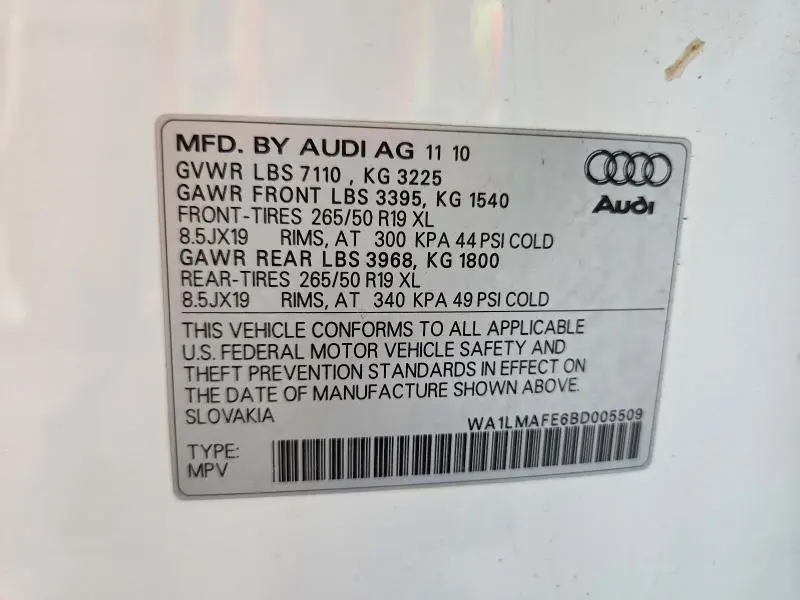 2011 AUDI Q7 PREMIUM PLUS  