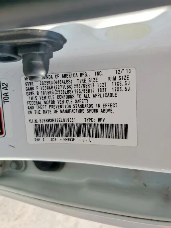 2014 HONDA CR-V EXL  