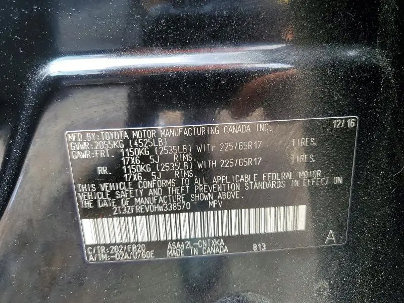 2017 TOYOTA RAV4 LE  