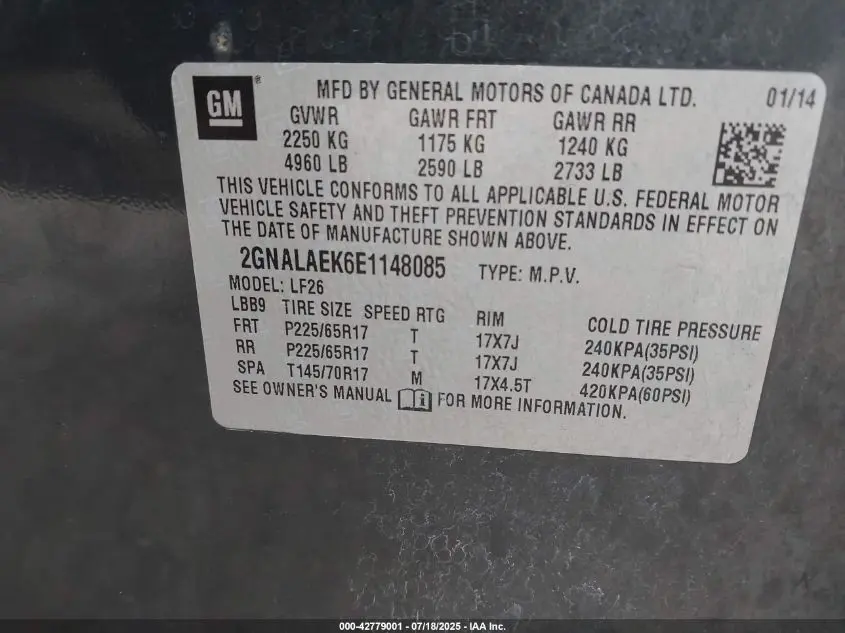 2014 CHEVROLET EQUINOX LS