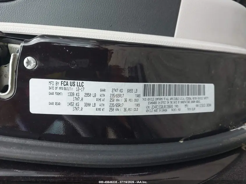 2018 CHRYSLER PACIFICA TOURING L PLUS