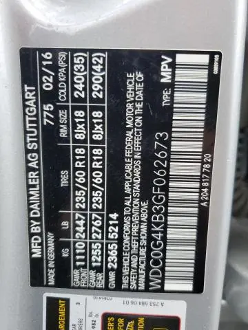 2016 MERCEDES-BENZ GLC 300 4MATIC  