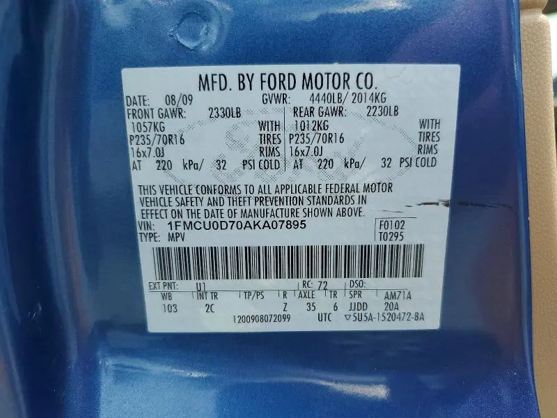 2010 FORD ESCAPE XLT  