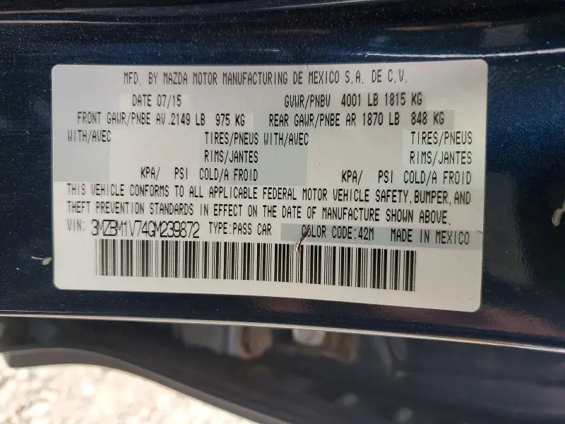 2016 MAZDA 3 TOURING  