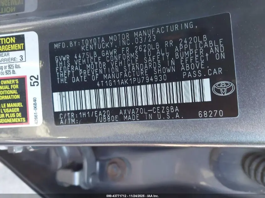 2023 TOYOTA CAMRY SE