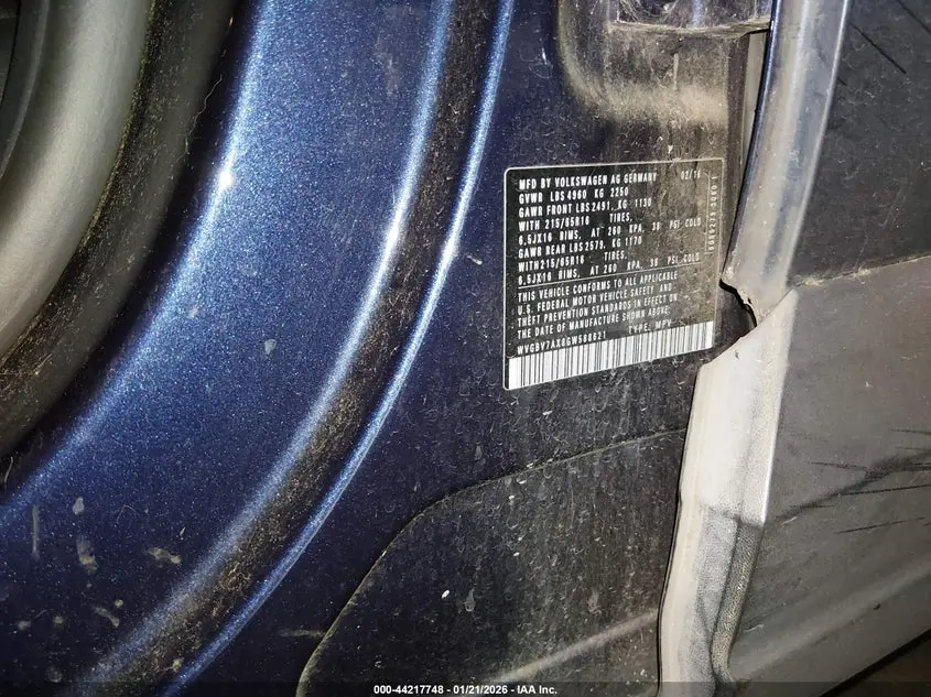 2016 VOLKSWAGEN TIGUAN S