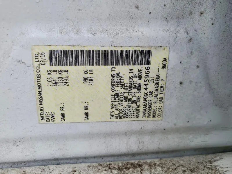 2016 NISSAN MAXIMA 3.5 SR  