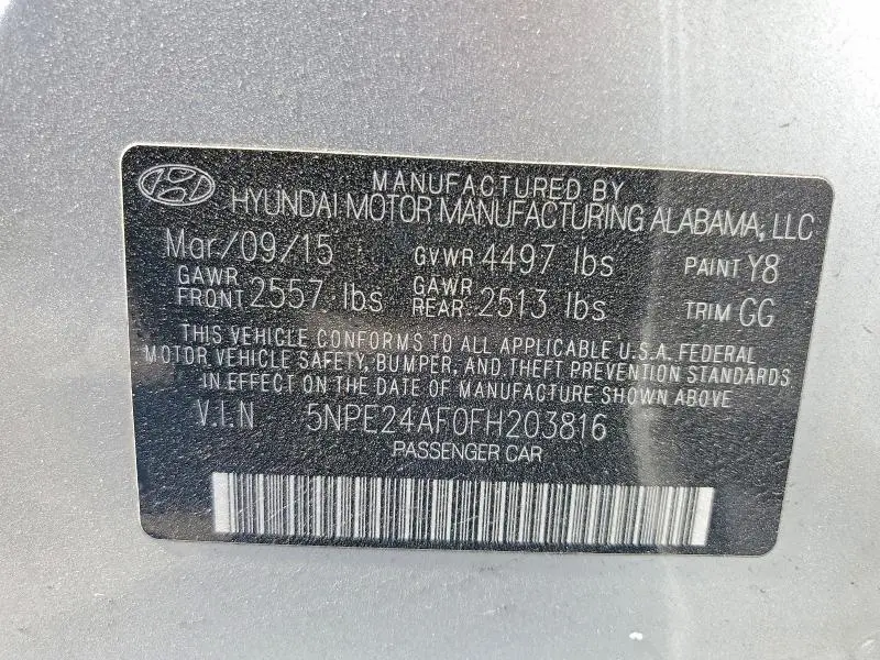 2015 HYUNDAI SONATA SE  