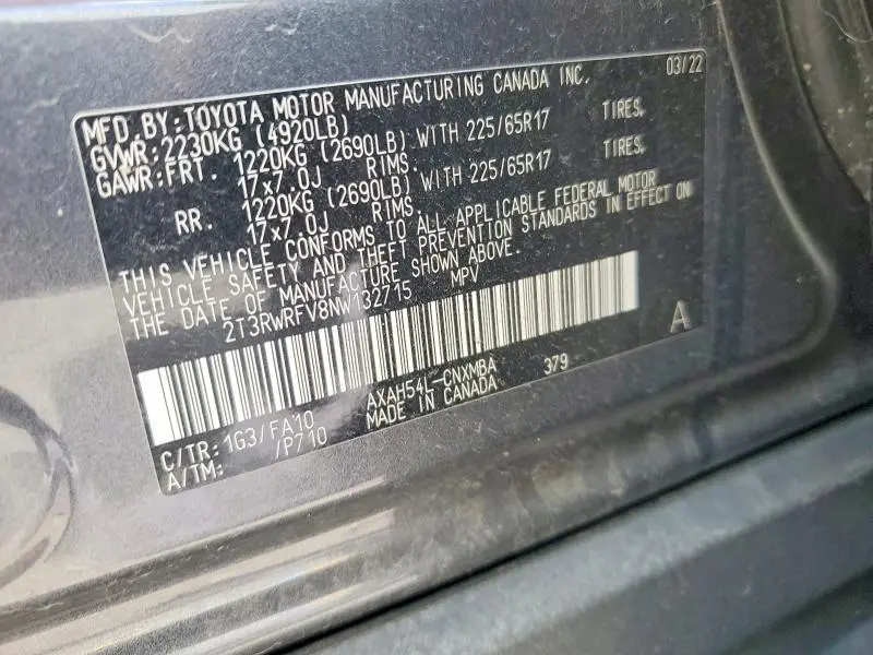 2022 TOYOTA RAV4 XLE  