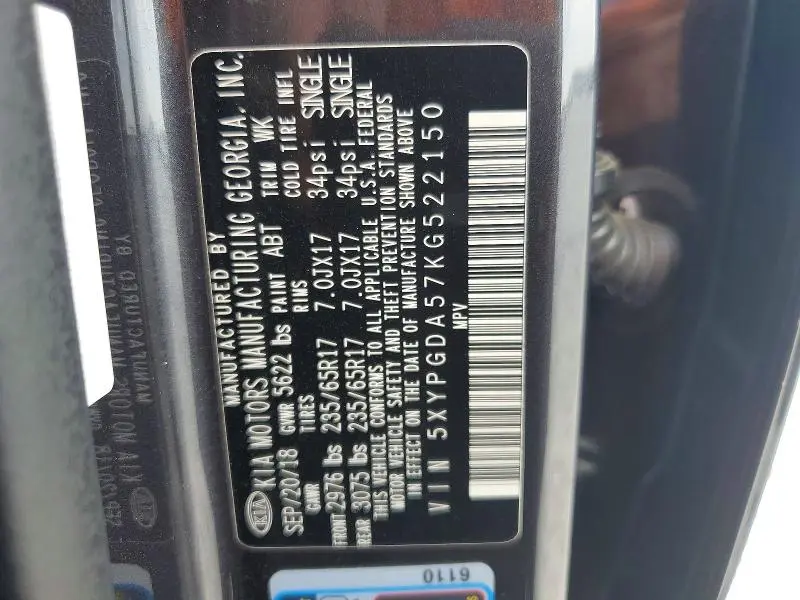 2019 KIA SORENTO LX V6  