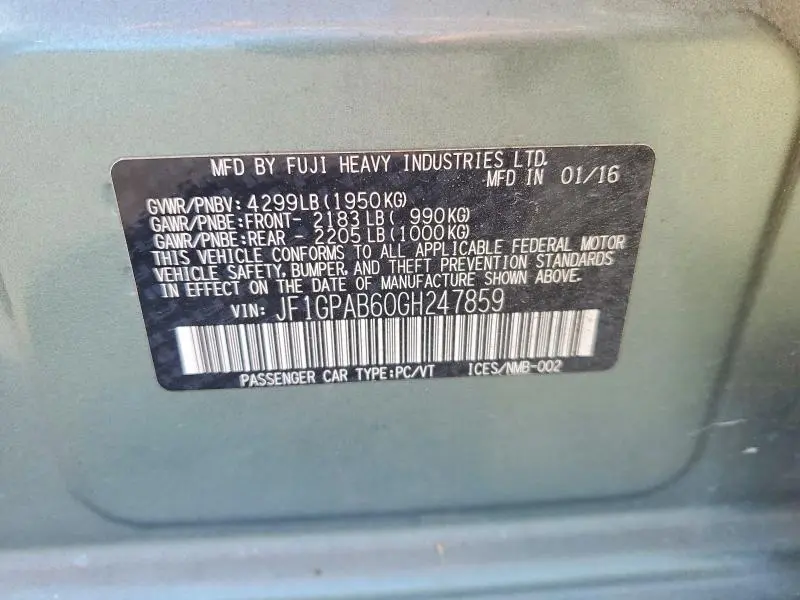 2016 SUBARU IMPREZA PREMIUM  