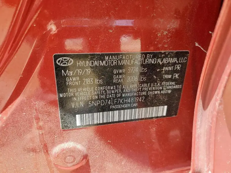 2019 HYUNDAI ELANTRA SE  