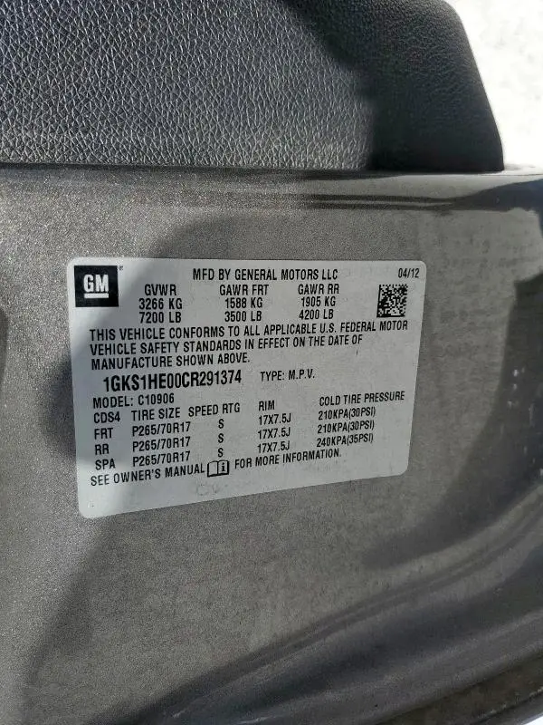 2012 GMC YUKON XL C1500 SLE  