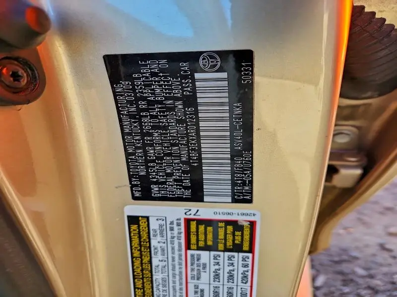 2010 TOYOTA CAMRY BASE  