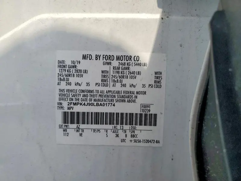2020 FORD EDGE SEL  