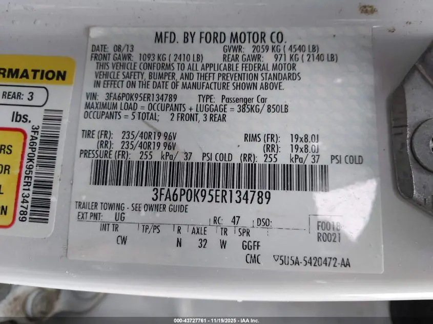 2014 FORD FUSION TITANIUM