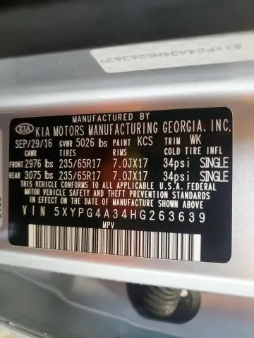 2017 KIA SORENTO LX  