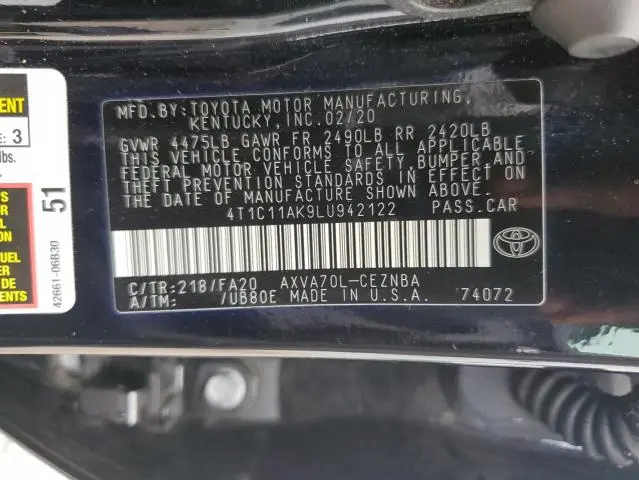 2020 TOYOTA CAMRY LE  