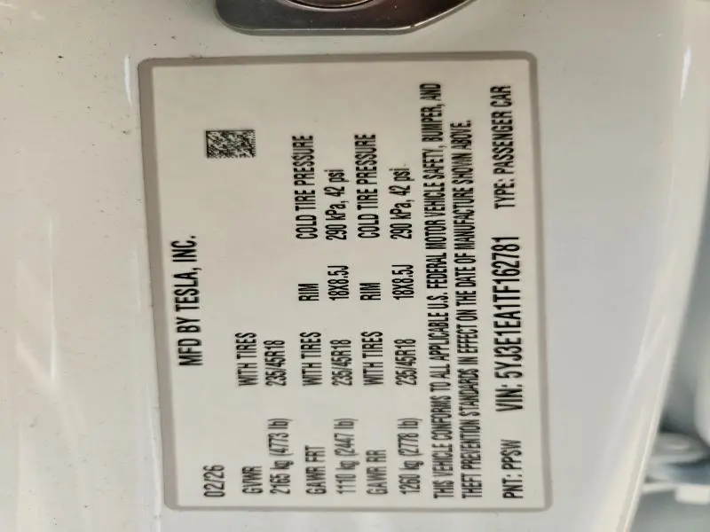 2026 TESLA MODEL 3   