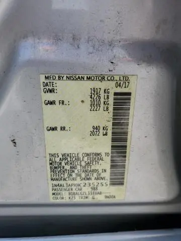 2017 NISSAN ALTIMA 2.5  