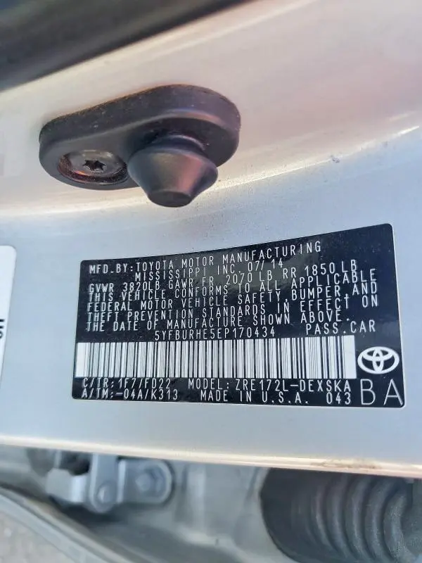 2014 TOYOTA COROLLA S PLUS  