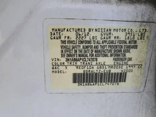 2012 NISSAN SENTRA 2.0  