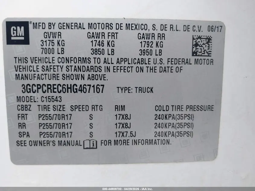 2017 CHEVROLET SILVERADO 1500 1LT