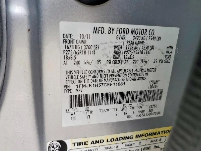 2012 FORD EXPEDITION EL XLT  