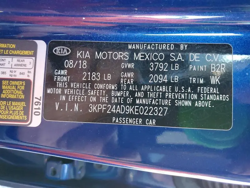 2019 KIA FORTE LXS  