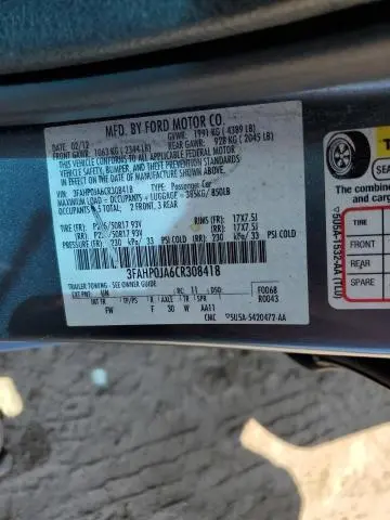 2012 FORD FUSION SEL  