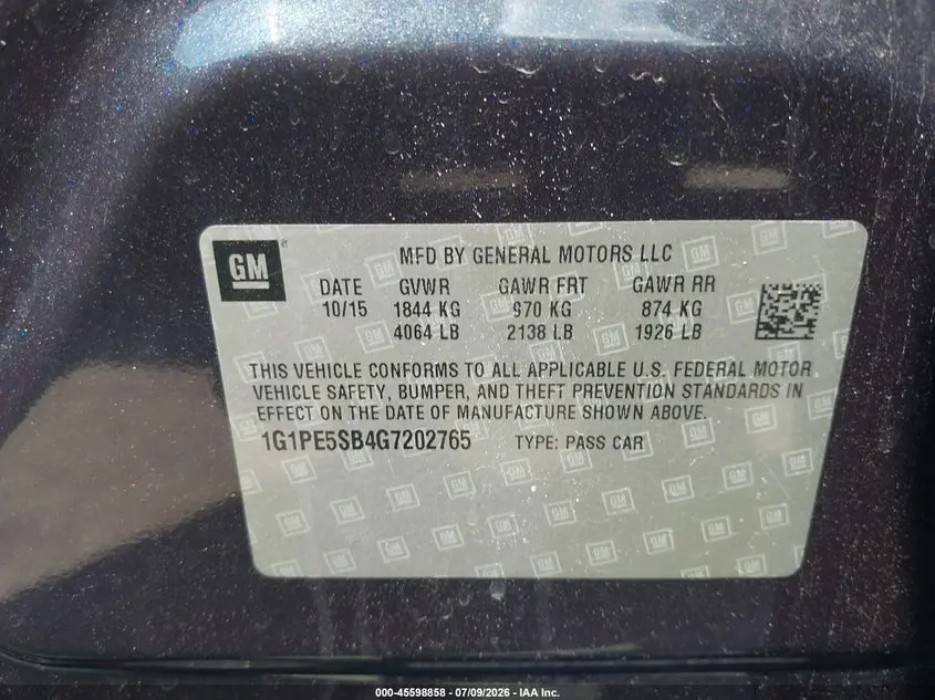 2016 CHEVROLET CRUZE LIMITED 1LT AUTO