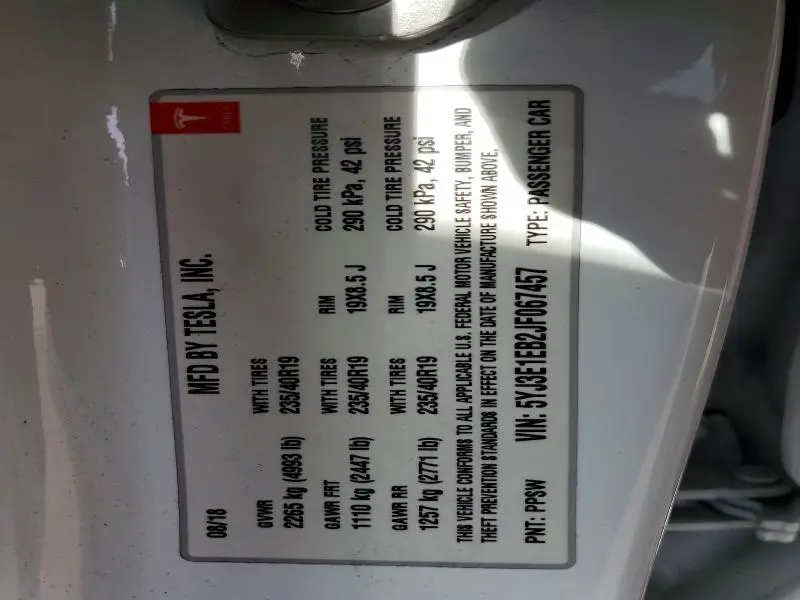 2018 TESLA MODEL 3   