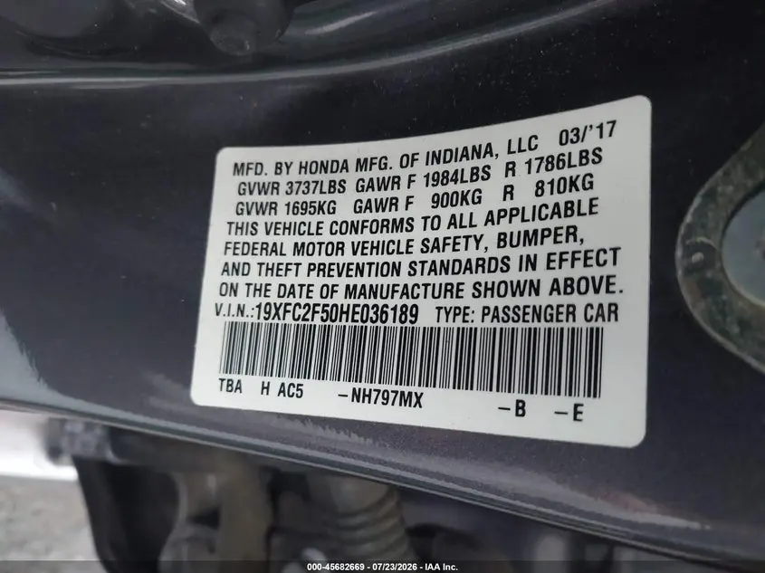 2017 HONDA CIVIC LX