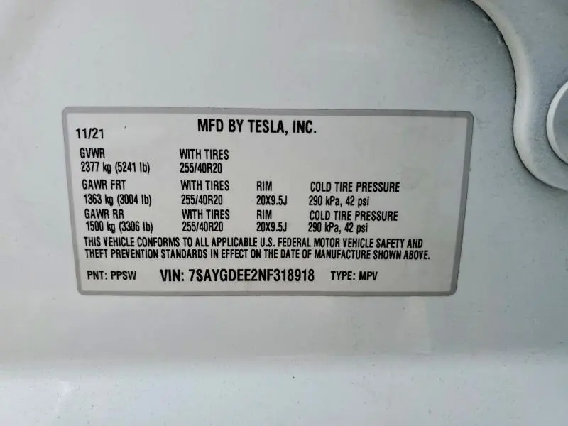 2022 TESLA MODEL Y   