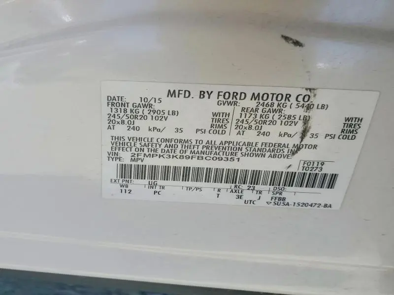 2015 FORD EDGE TITANIUM  