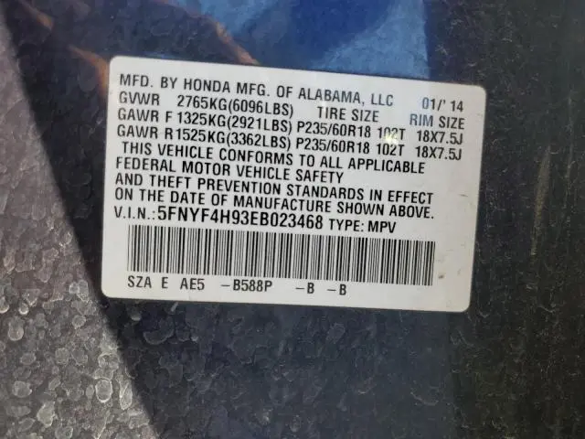 2014 HONDA PILOT TOURING  