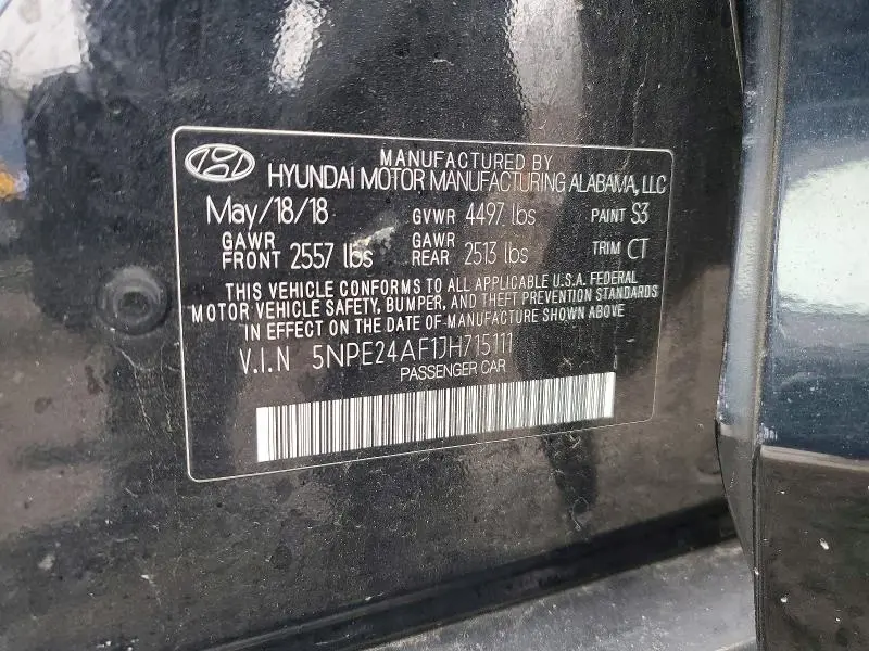 2018 HYUNDAI SONATA SE  