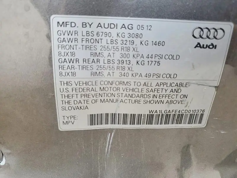 2012 AUDI Q7 PREMIUM PLUS  