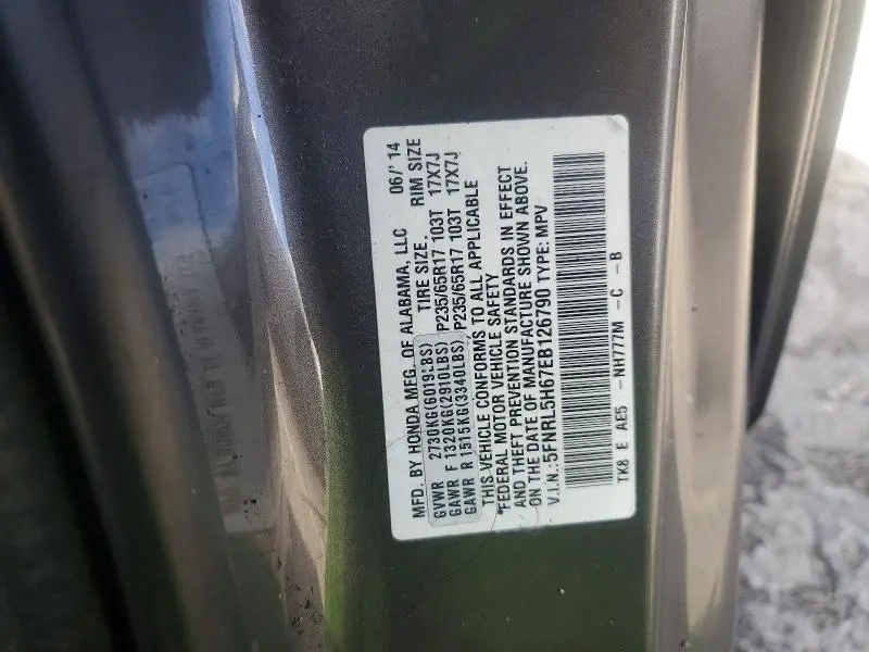 2014 HONDA ODYSSEY EXL  