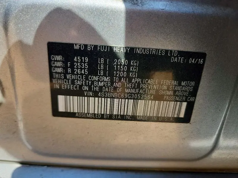 2016 SUBARU LEGACY 2.5I PREMIUM  