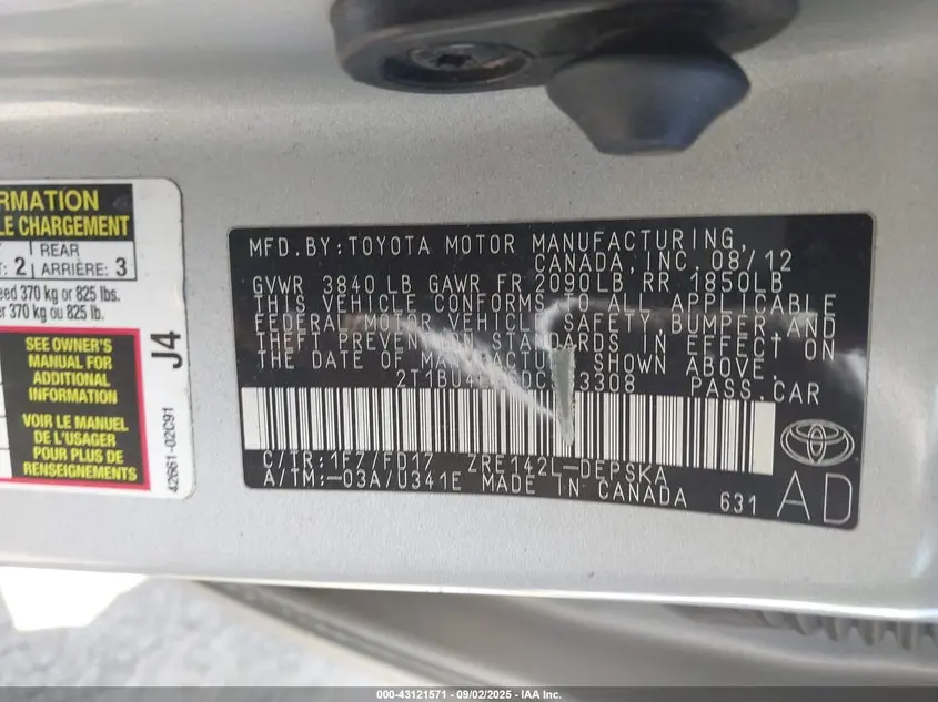 2013 TOYOTA COROLLA S