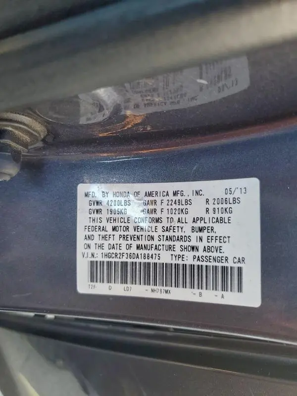 2013 HONDA ACCORD LX  