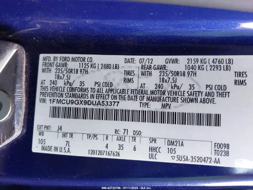 2013 FORD ESCAPE SE