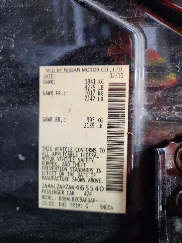 2010 NISSAN ALTIMA 2.5  