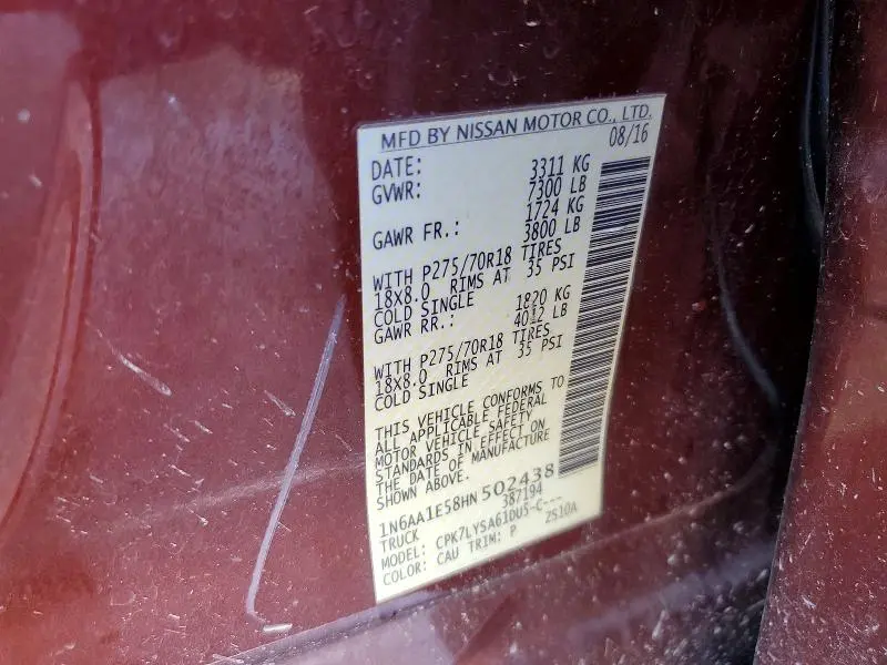 2017 NISSAN TITAN SV  