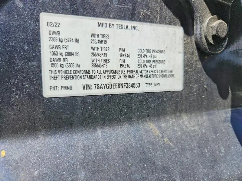 2022 TESLA MODEL Y   