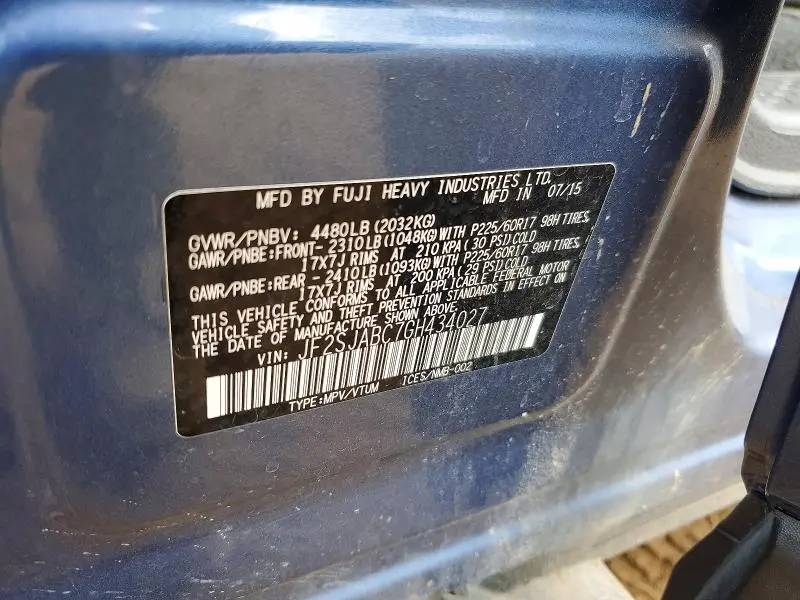 2016 SUBARU FORESTER 2.5I  