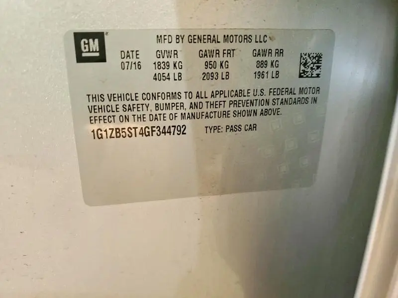 2016 CHEVROLET MALIBU LS  